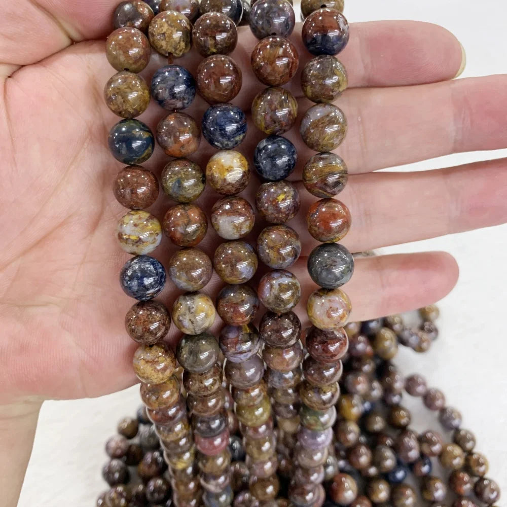 4 6 8 10 12mm Natural purple Stichtite Opal green Larimar stone Round Loose Beads For Jewelry Making DIY Bracelets Necklace 15''