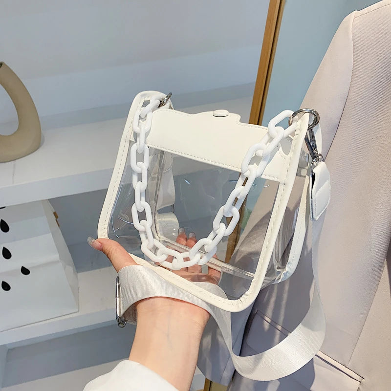 Transparent Crossbody Messenger Handbags Women PVC Cylinder Shoulder Bags Women Sling Bags