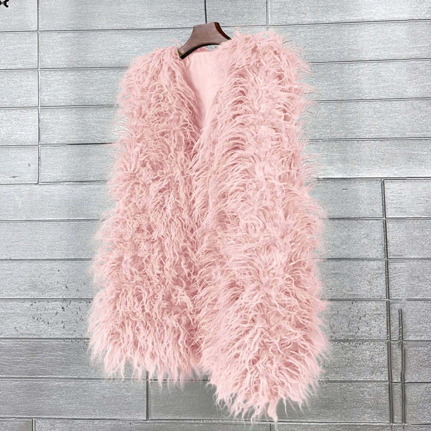 Vest Jacket Women Multicolored Faux Fur Warm Plush Coats Autumn Winter Furry Outwear Sleeveless Waistcoat Open Front Cardigan