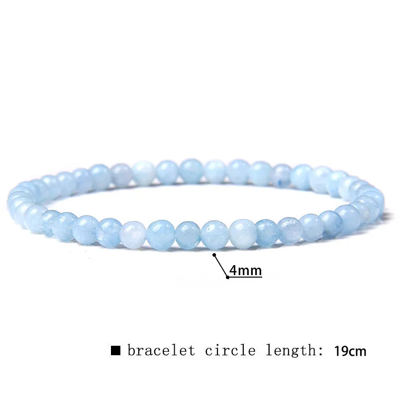 2024 New Stone Bracelet Natural Quartzs Cat Eye Jades Aquamarines Stone Bead Bracelet Stretch Bangle Jewelry Gift For Women Men