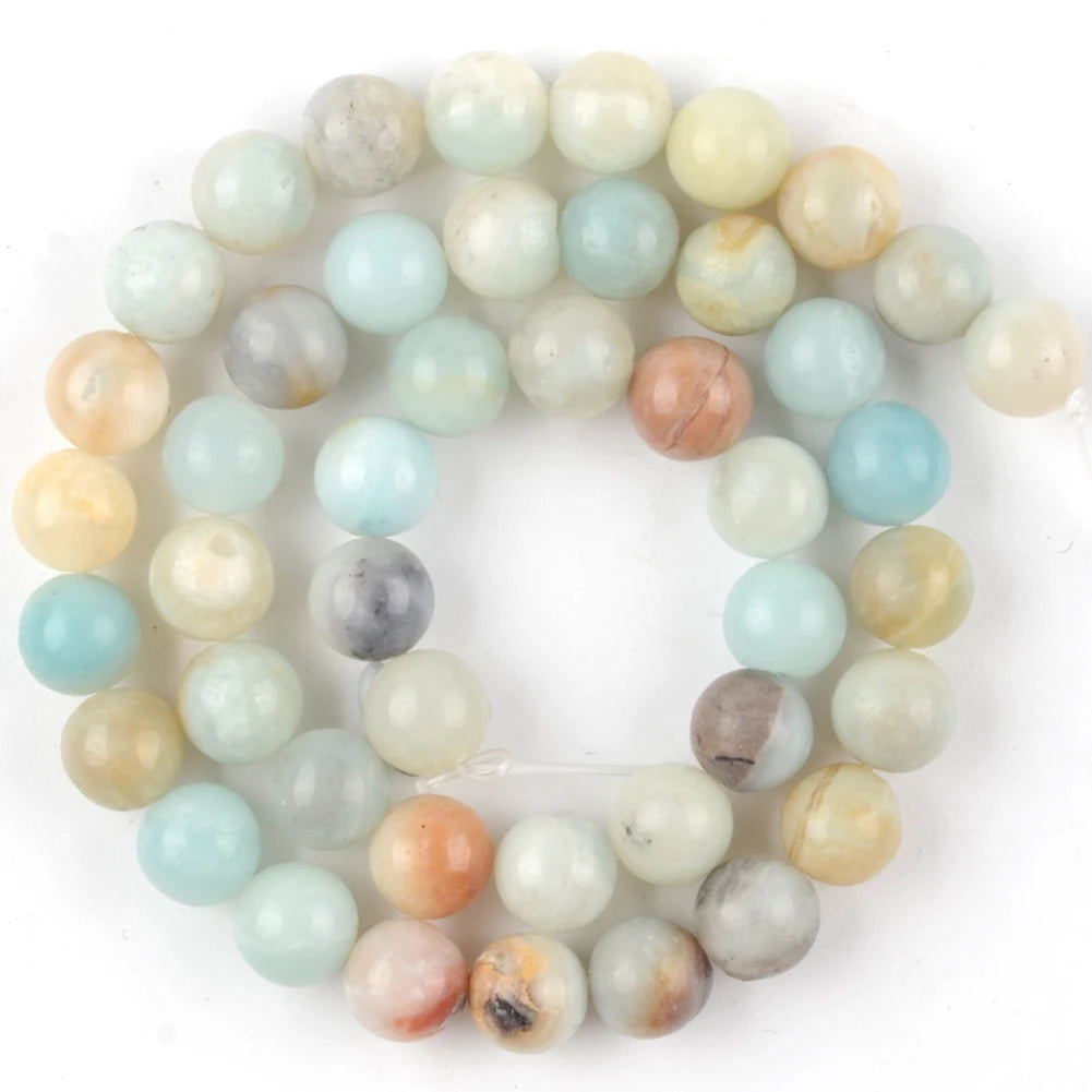 4-12mm Natural Amazonite Stone Beads For Jewelry Making Round Spacer Beads For Jewelry Making DIY Bracelet Handmade