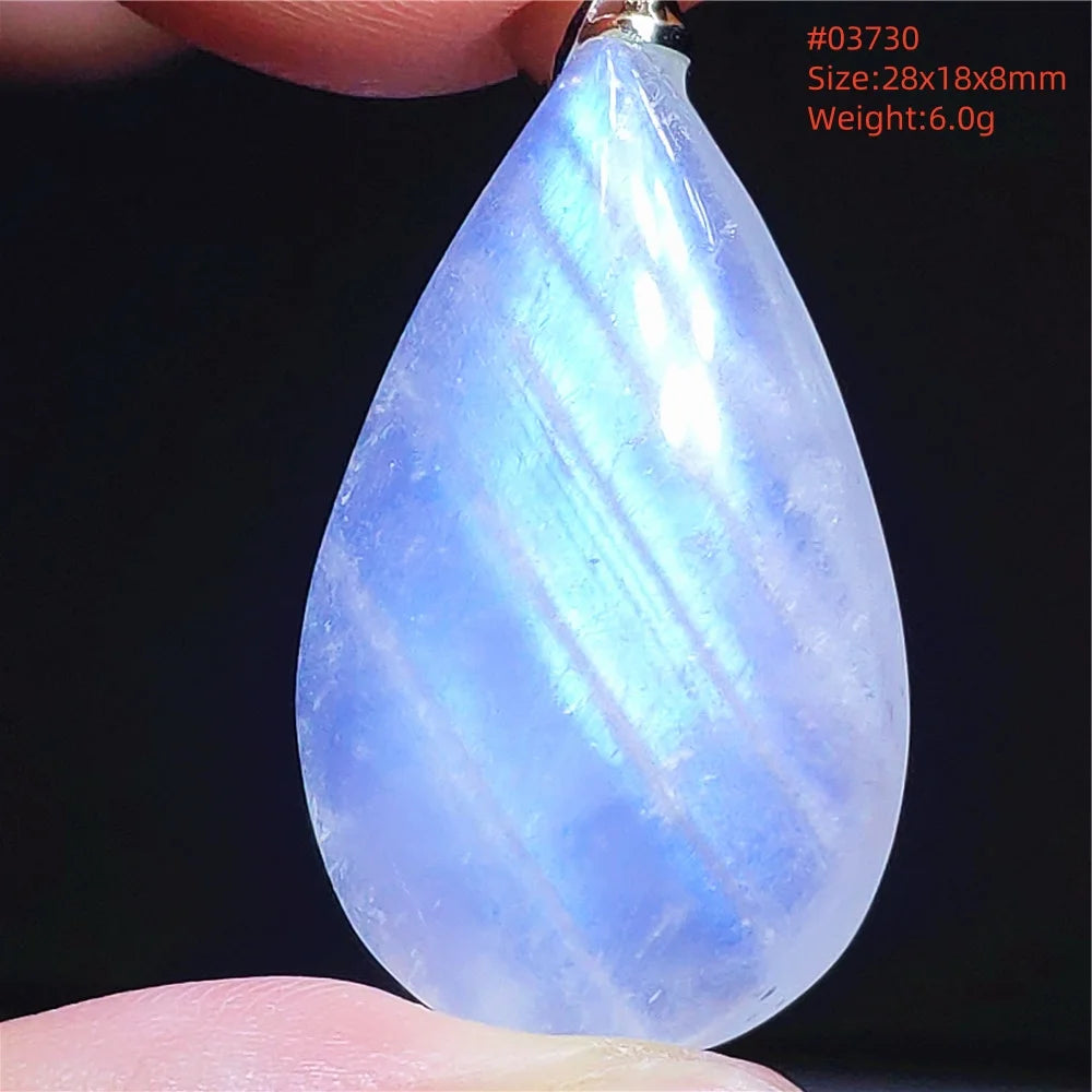 Natural Moonstone Blue Light Pendant Oval Beads Women Men Necklace 925 Silver Moonstone Pendant AAAAAA