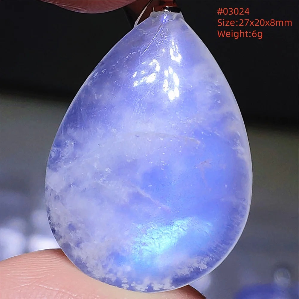 Natural Moonstone Blue Light Pendant Oval Beads Women Men Necklace 925 Silver Moonstone Pendant AAAAAA
