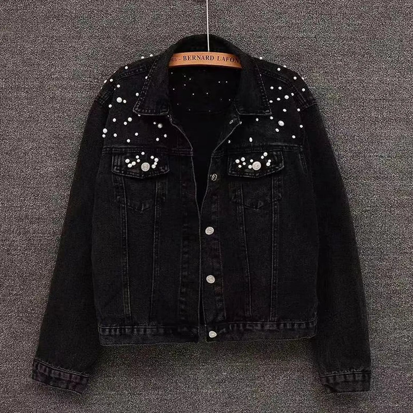 Jackets For Women Winter Women'S Large Denim Jacket Embroidered Pearl Beaded Denim Jacket Coat Jaqueta