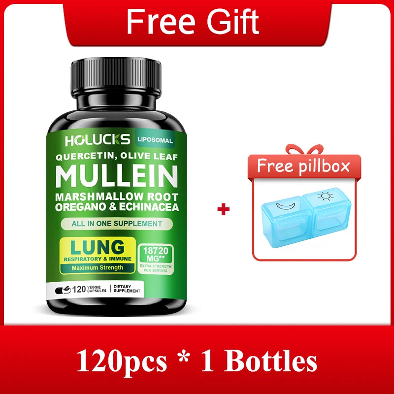 Premium Mullein Leaf Extract Capsules, with Vitamin C, Support Expectorant, Soothes Airways & Reduces Irritation, Lung Health