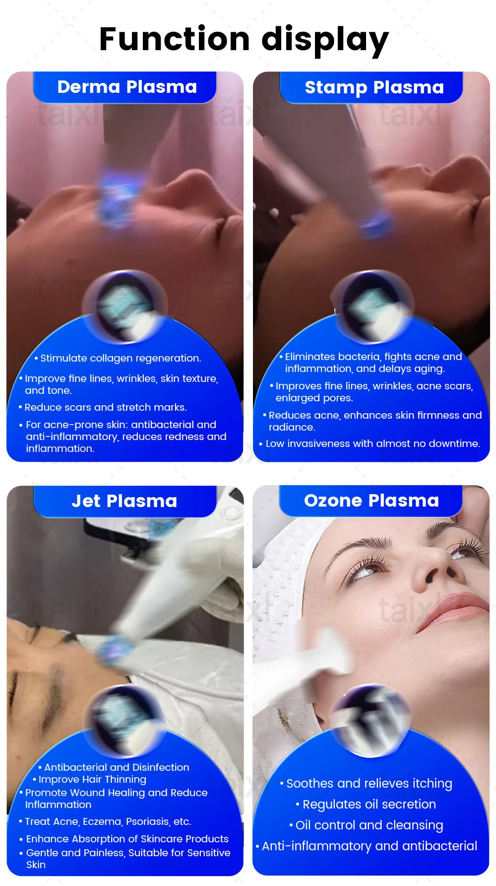 8-in-1 Cold Hot Plasma Machine Diamond Stamp Ozone Plasma Machine Skin Rejuvenation Anti-Aging Facial Care Beauty Equipment
