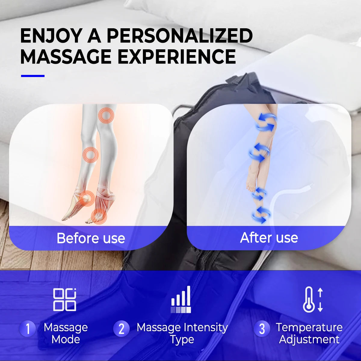 High Quality Air Compression Leg Massager 4-Cavity Physiotherapy Compression Wraps Promotes Blood Circulation Leg Arm Massager