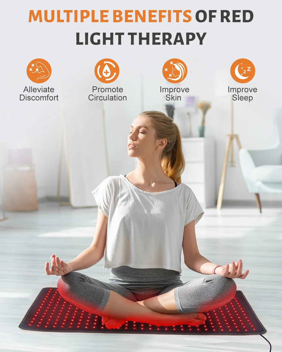 406pcs Leds Red Light Therapy Heating Larger Pad 660nm Waist Back Shoulder Muscle Pain YogaMat Relief Relax Infrared Light 850nm