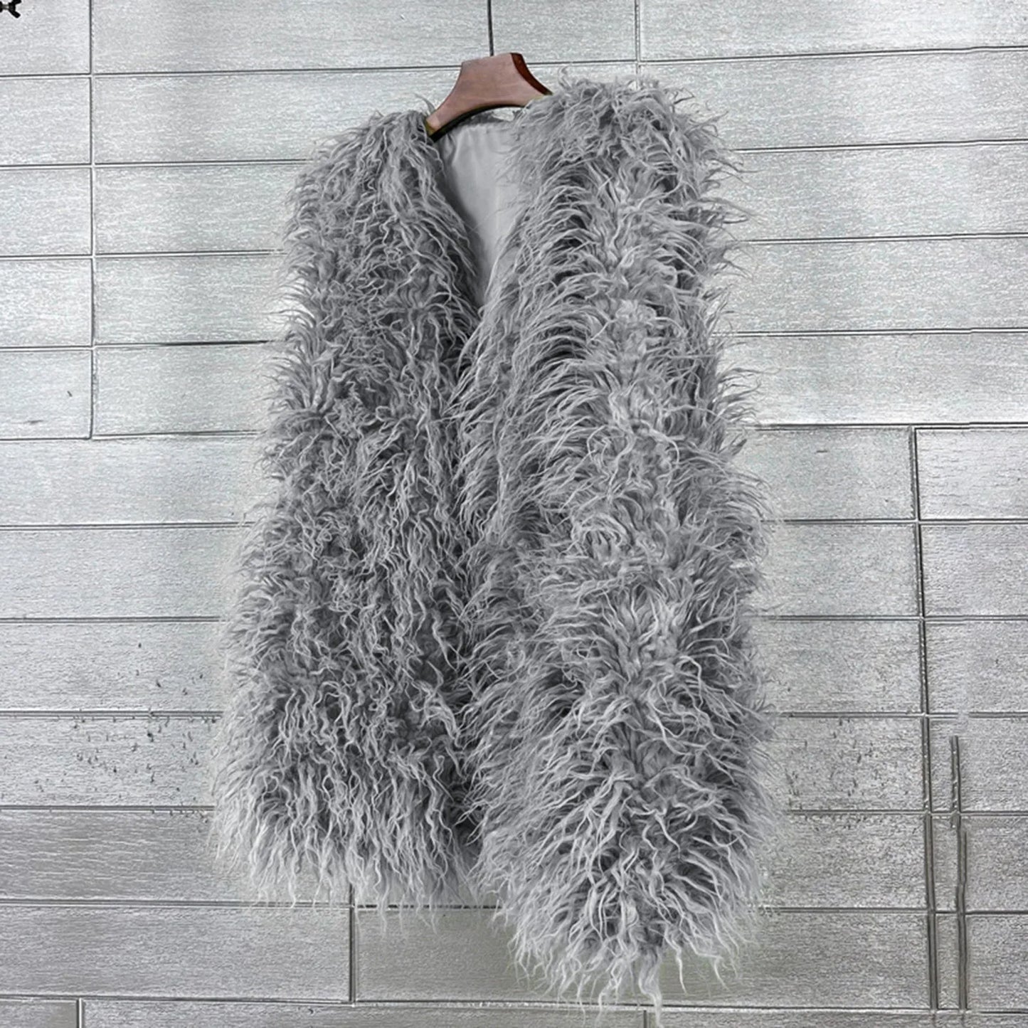 Vest Jacket Women Multicolored Faux Fur Warm Plush Coats Autumn Winter Furry Outwear Sleeveless Waistcoat Open Front Cardigan