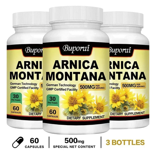 Arnica Montana Capsules - Relieves Bruises and Swelling, Muscle Pain and Stiffness, Natural Ingredients, Non-GMO