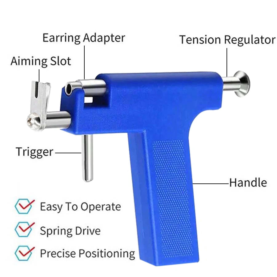 Professional Ear Piercing Gun Kit with 98pcs Stainless Steel Ear Studs-Safety Gun Piercing