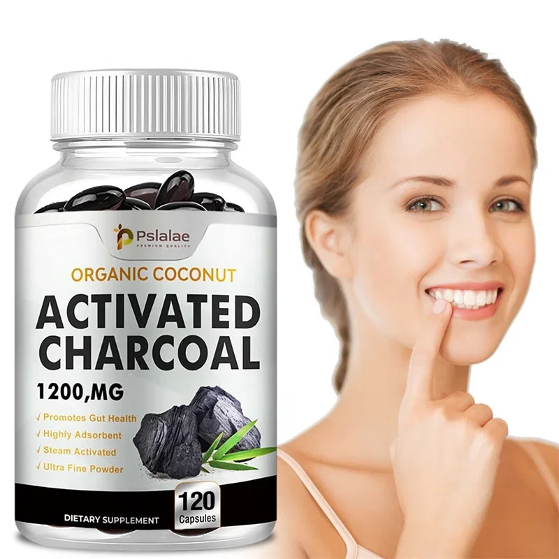 Activated Charcoal Capsules - Supports Intestinal Health, Relieves Bloating, Promotes Natural Detoxification, Improves ImmunityS
