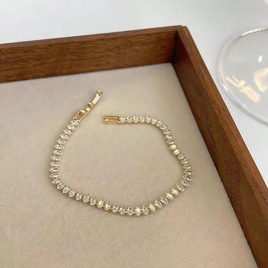 2.5*5mm New Marquise Oval Square Cut Luxury Silver Color on Hand Tennis Bracelet Bangle for Women Party Gift Jewelry