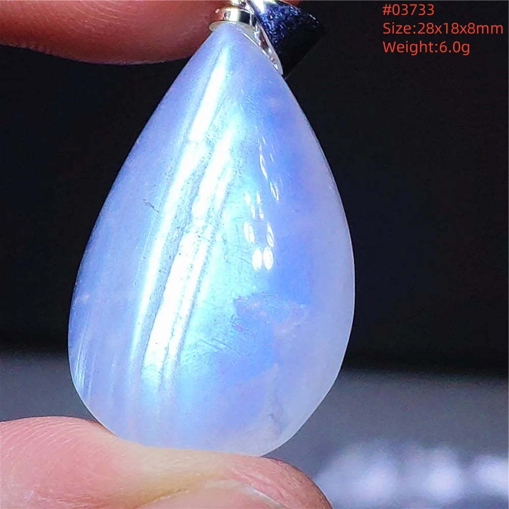 Natural Moonstone Blue Light Pendant Oval Beads Women Men Necklace 925 Silver Moonstone Pendant AAAAAA