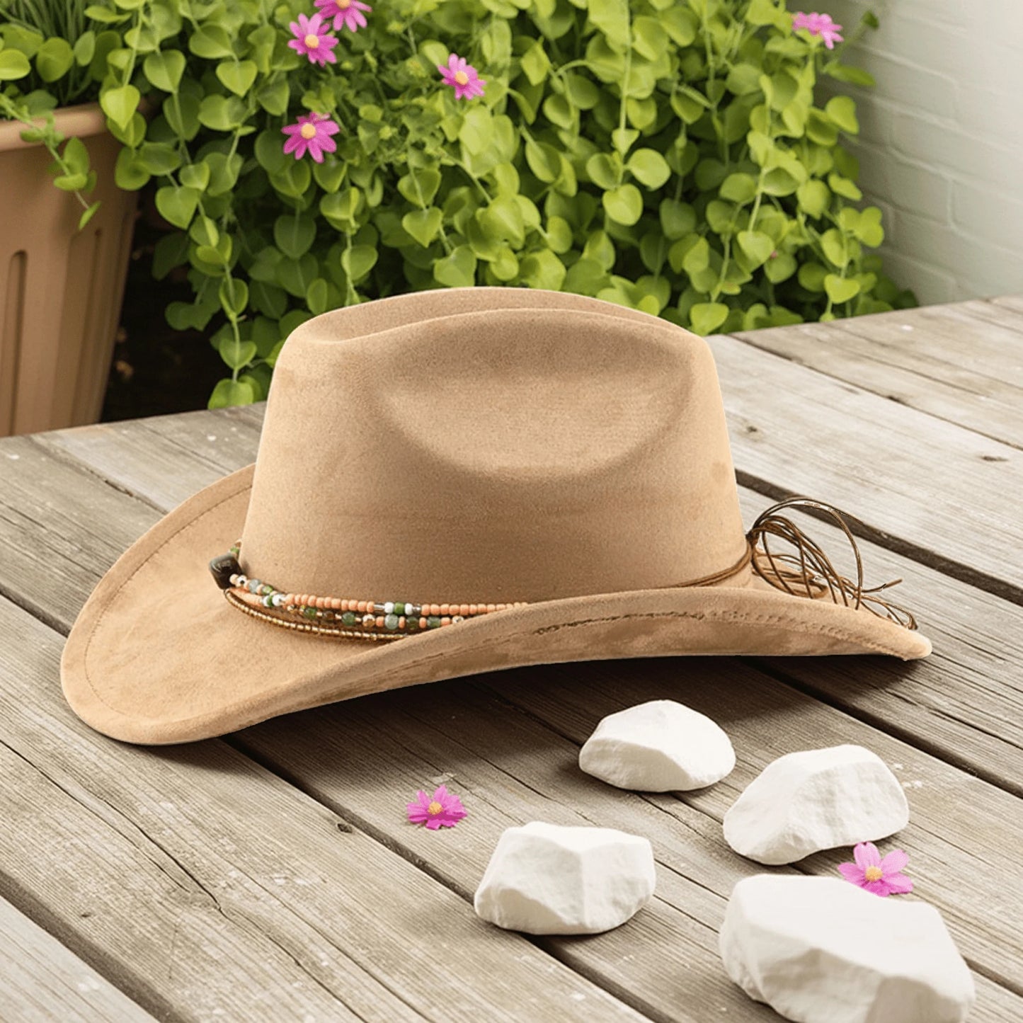 Chic Boho Fedora Hat with Embellished Band Vintage Wide Brim Panama Hat for Casual Outings Festive Events