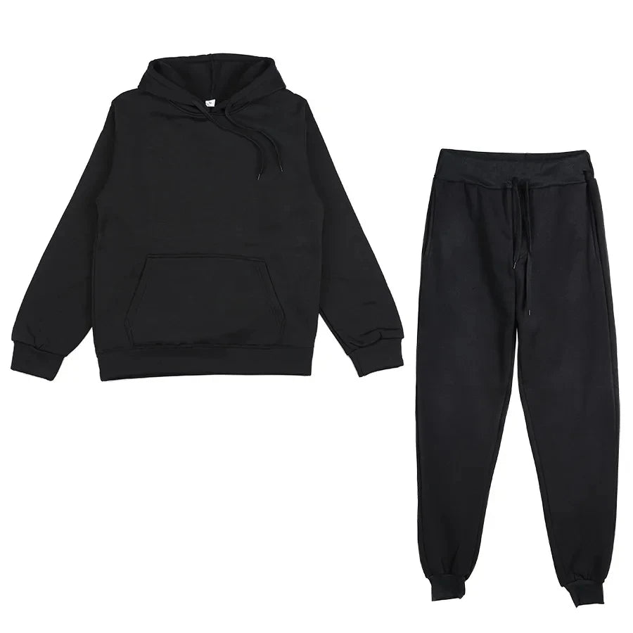 Men's Autumn and Winter New Solid Color Hoodie+pants Two-piece Set Fashionable Casual Sports Set Size S-3XLWomen's Tracksuit
