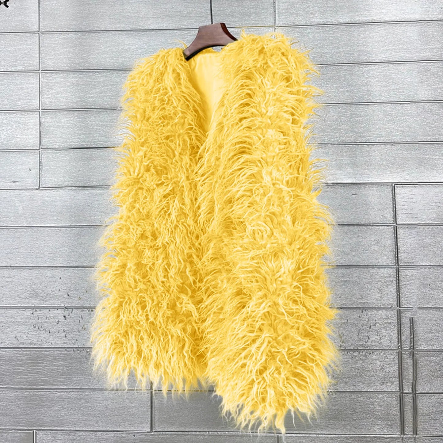 Vest Jacket Women Multicolored Faux Fur Warm Plush Coats Autumn Winter Furry Outwear Sleeveless Waistcoat Open Front Cardigan