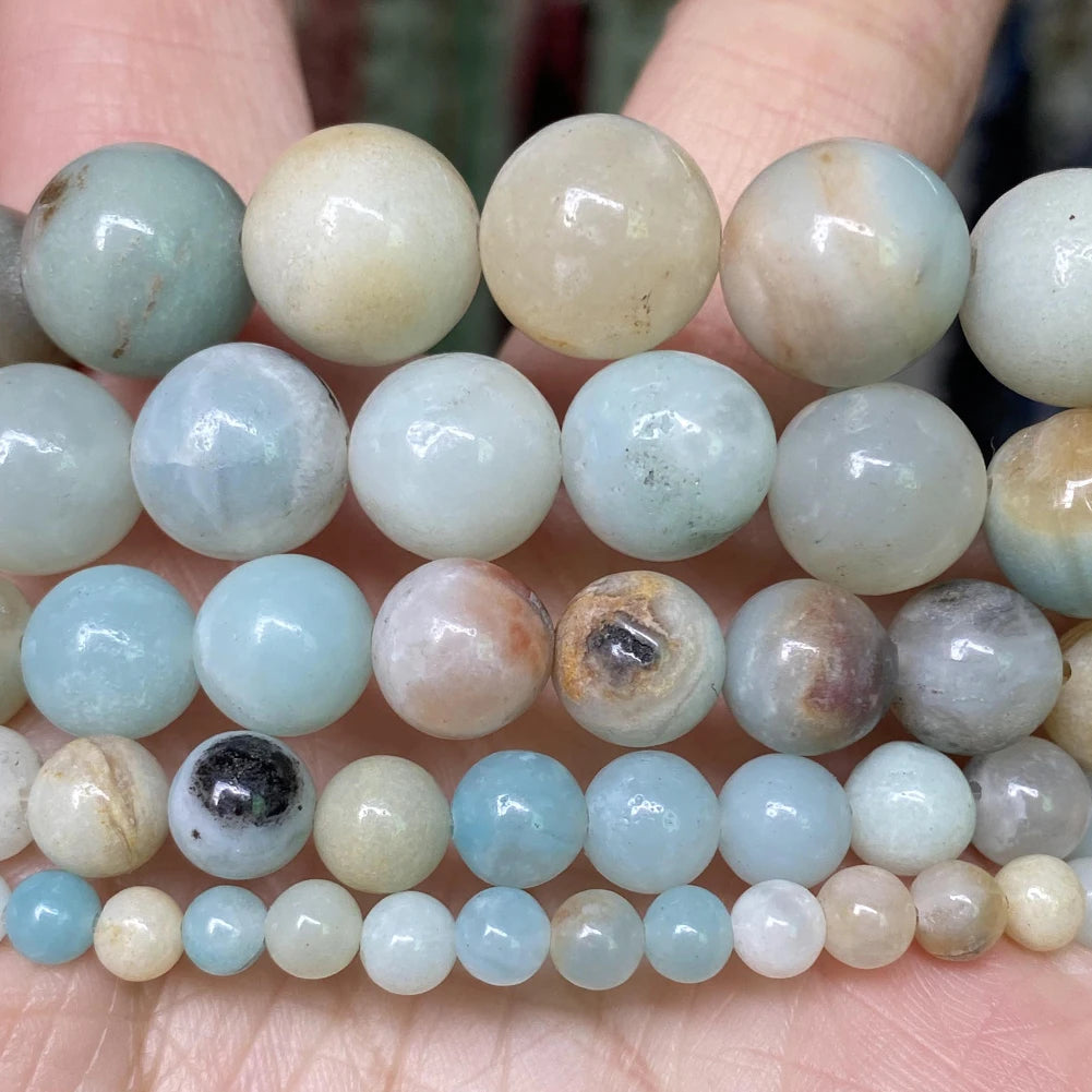 4-12mm Natural Amazonite Stone Beads For Jewelry Making Round Spacer Beads For Jewelry Making DIY Bracelet Handmade