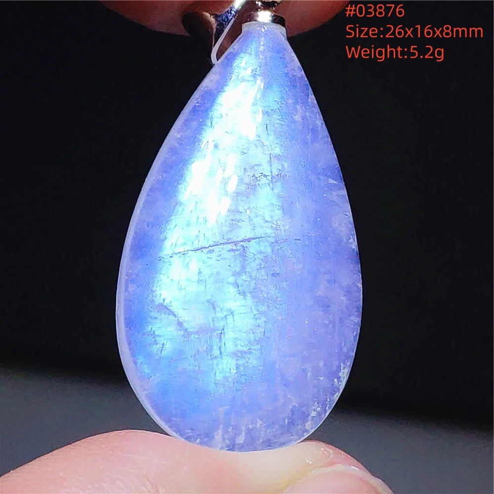 Natural Moonstone Blue Light Pendant Oval Beads Women Men Necklace 925 Silver Moonstone Pendant AAAAAA