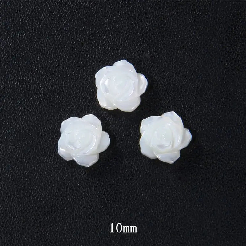 8-12mm Rose-shaped Shell Beads Natural Mother-of-pearl Bead Handmade Fashion DIY MOP Charm Beads for Necklace Earrings Accessory