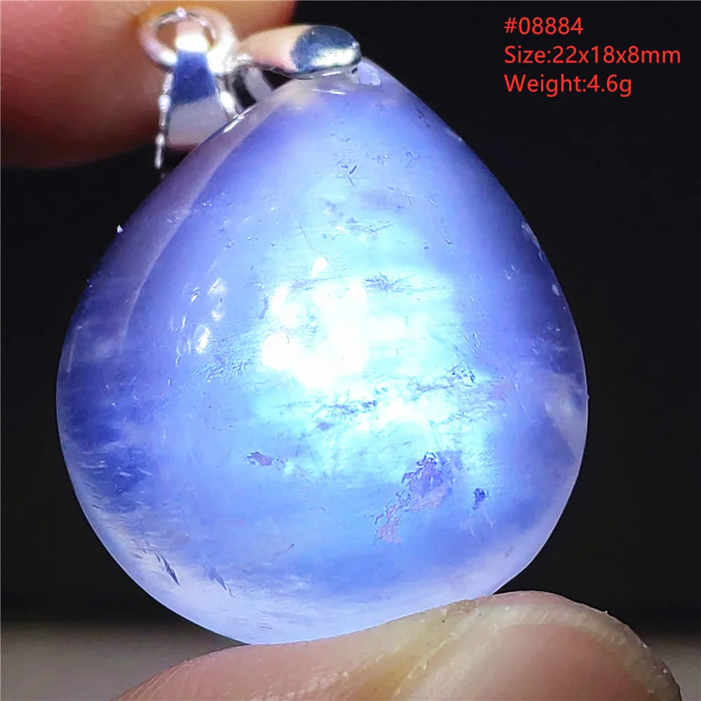 Natural Moonstone Blue Light Pendant Oval Beads Women Men Necklace 925 Silver Moonstone Pendant AAAAAA