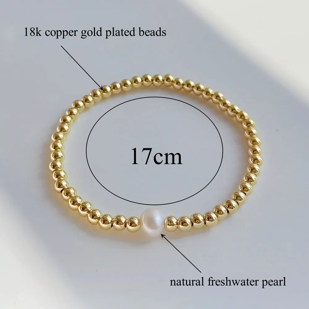 KKBEAD Stretch Bracelet Jewelry for Women Ins Fashion Pearl Bracelets Hight Quality Unfade Gold Color Beads Pulseras Accessory