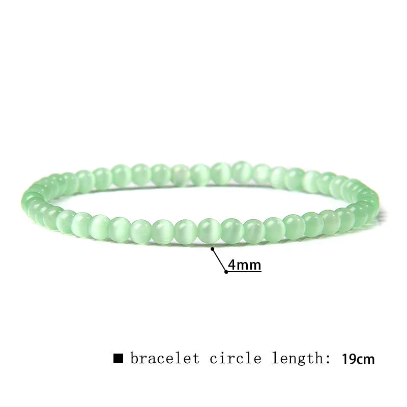 2024 New Stone Bracelet Natural Quartzs Cat Eye Jades Aquamarines Stone Bead Bracelet Stretch Bangle Jewelry Gift For Women Men