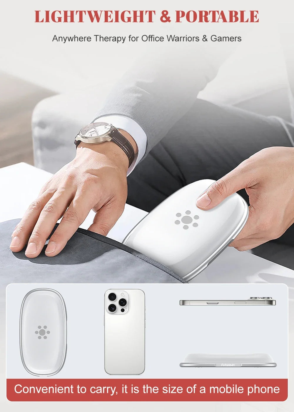 Red Light Therapy Mouse Wrist Rest - 660NM & 850NM Dual Band Infrared Light Relieve Wrist Pain For Tenosynovitis Office Workers