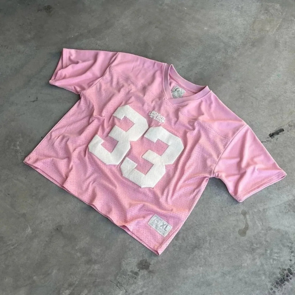 Y2K Retro Mesh T Shirt Men Women Jersey Quick Dry Breathable Street College Sports Wear Oversized Unisex Football Training Wear