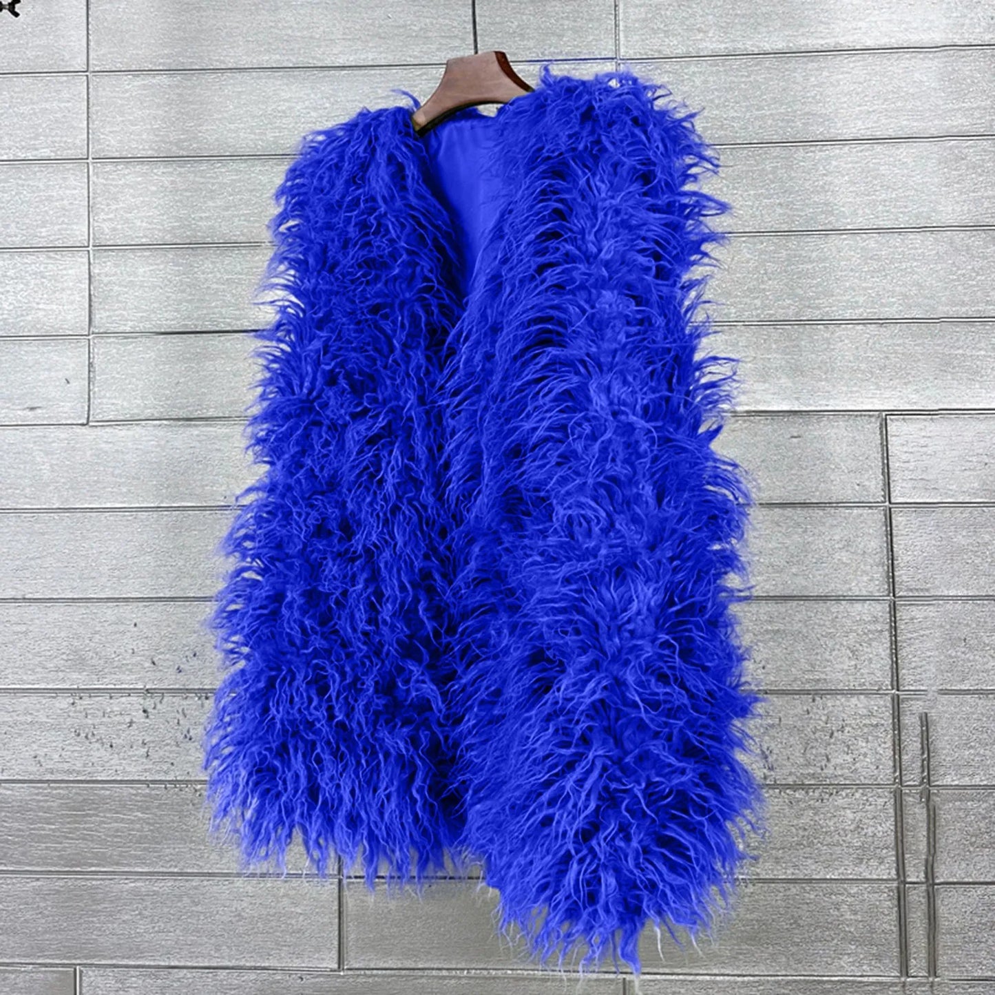 Vest Jacket Women Multicolored Faux Fur Warm Plush Coats Autumn Winter Furry Outwear Sleeveless Waistcoat Open Front Cardigan