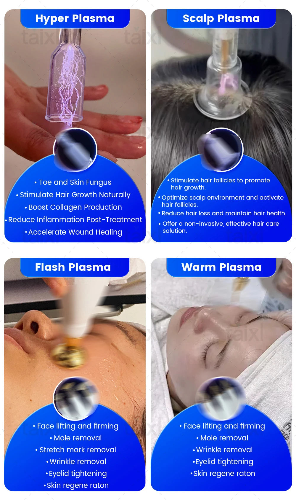8-in-1 Cold Hot Plasma Machine Diamond Stamp Ozone Plasma Machine Skin Rejuvenation Anti-Aging Facial Care Beauty Equipment