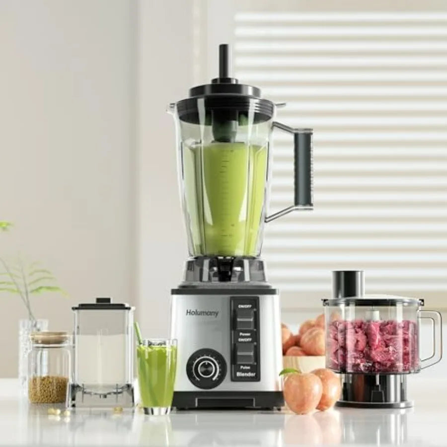 1200W Countertop Blender with 100oz Pitcher for Smoothies/Shakes Blender and Food Processor Combo in Stainless Steel with 3-Cup