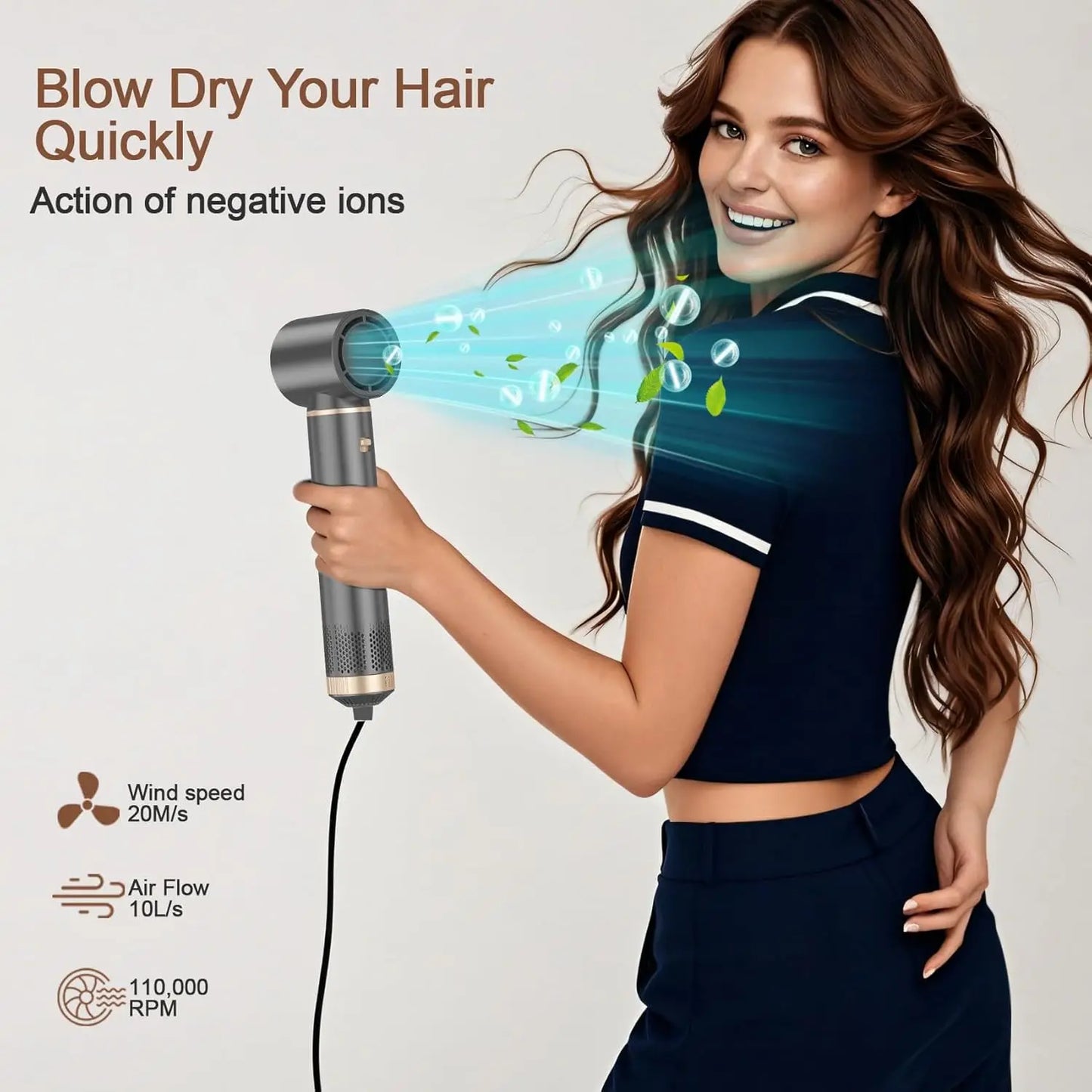 5 in 1 Handle Foldable Hair Dryer Portable Multifunctional Home Hair Dryer Styling Air Culer Wand Hair Straightener Brush Blow