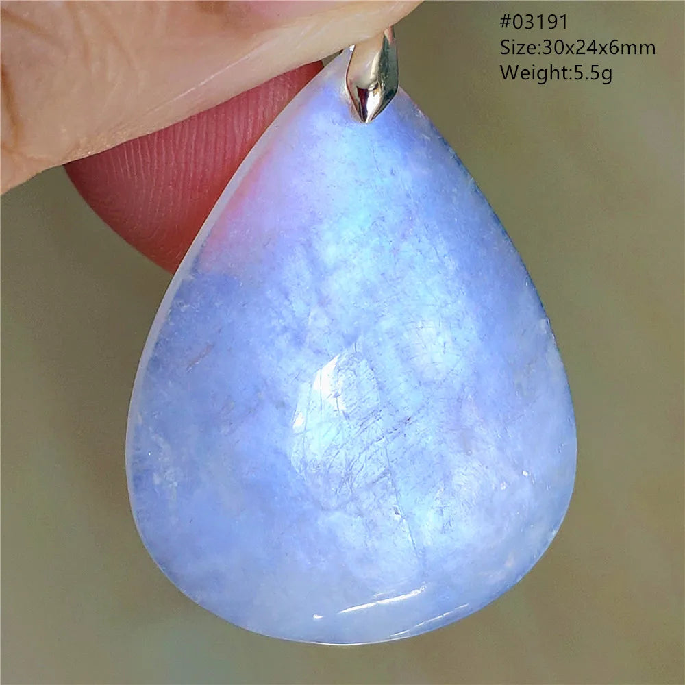 Natural Moonstone Blue Light Pendant Oval Beads Women Men Necklace 925 Silver Moonstone Pendant AAAAAA