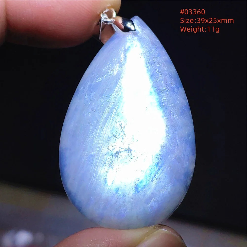 Natural Moonstone Blue Light Pendant Oval Beads Women Men Necklace 925 Silver Moonstone Pendant AAAAAA