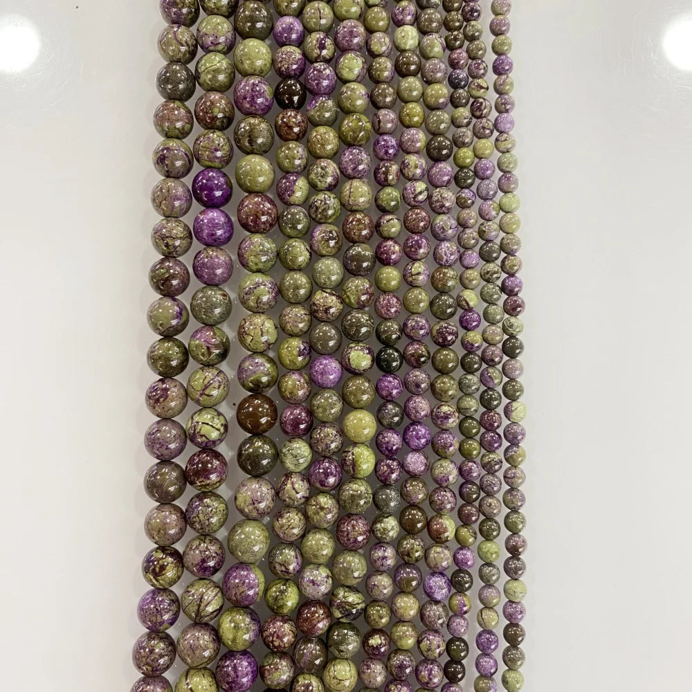 4 6 8 10 12mm Natural purple Stichtite Opal green Larimar stone Round Loose Beads For Jewelry Making DIY Bracelets Necklace 15''