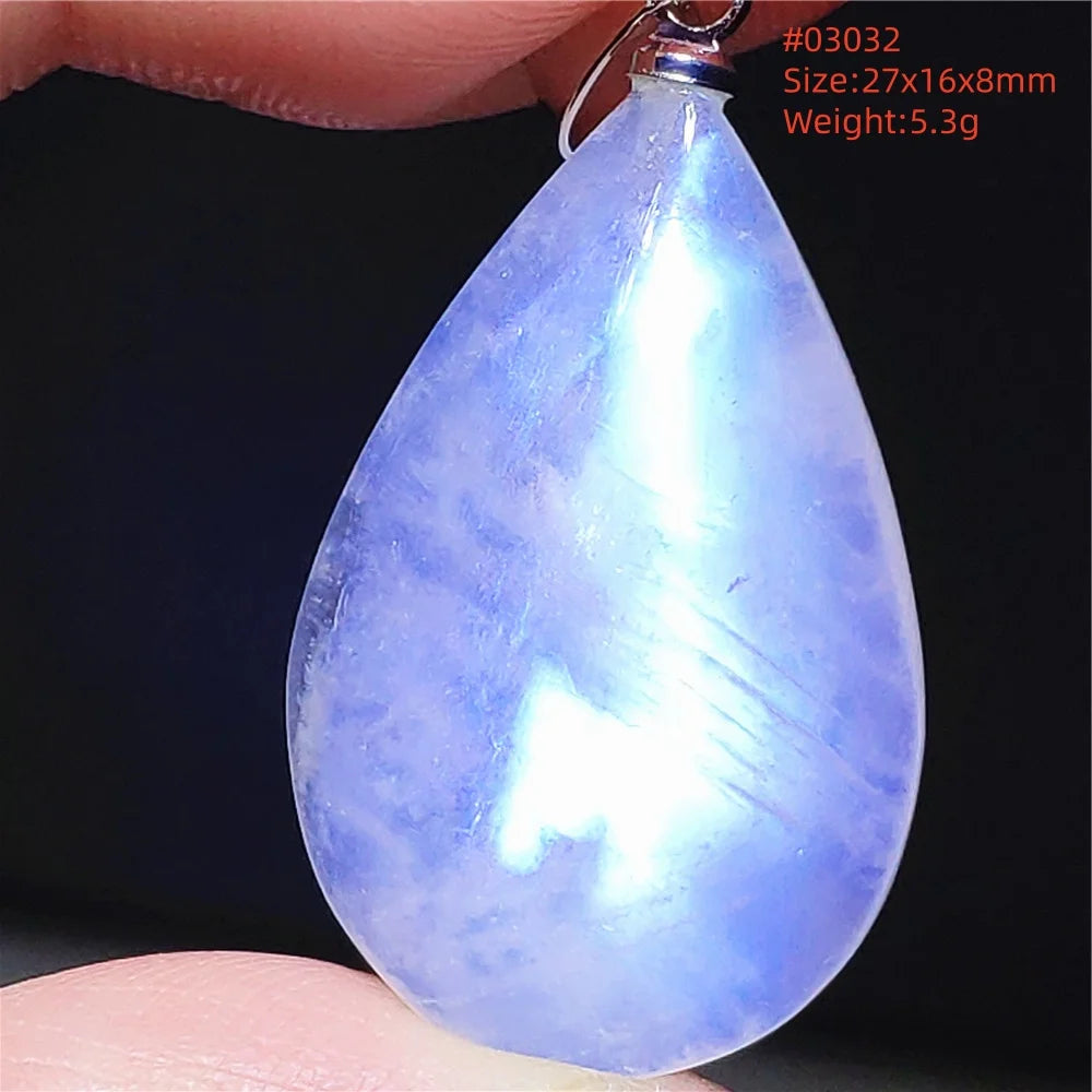Natural Moonstone Blue Light Pendant Oval Beads Women Men Necklace 925 Silver Moonstone Pendant AAAAAA