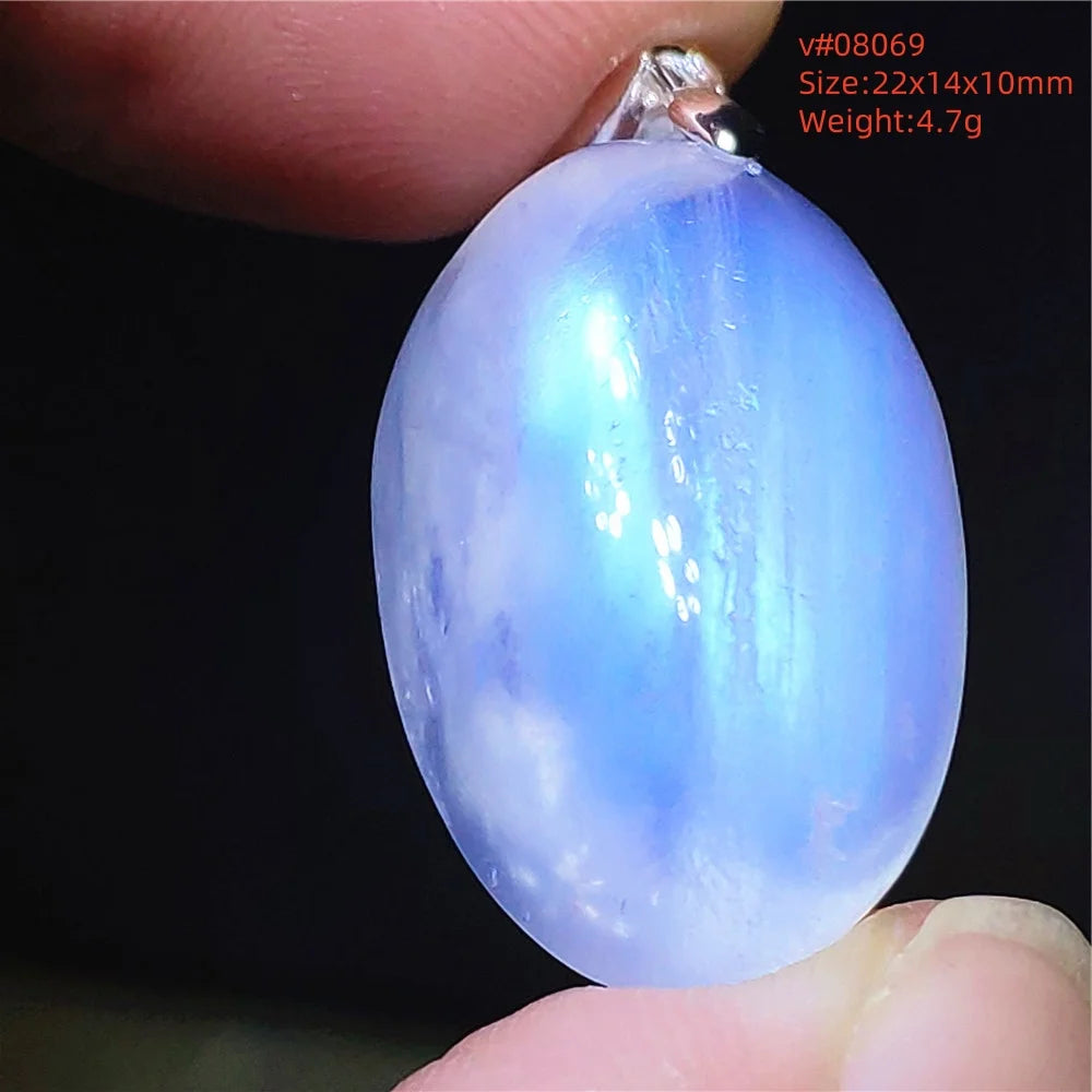 Natural Moonstone Blue Light Pendant Oval Beads Women Men Necklace 925 Silver Moonstone Pendant AAAAAA