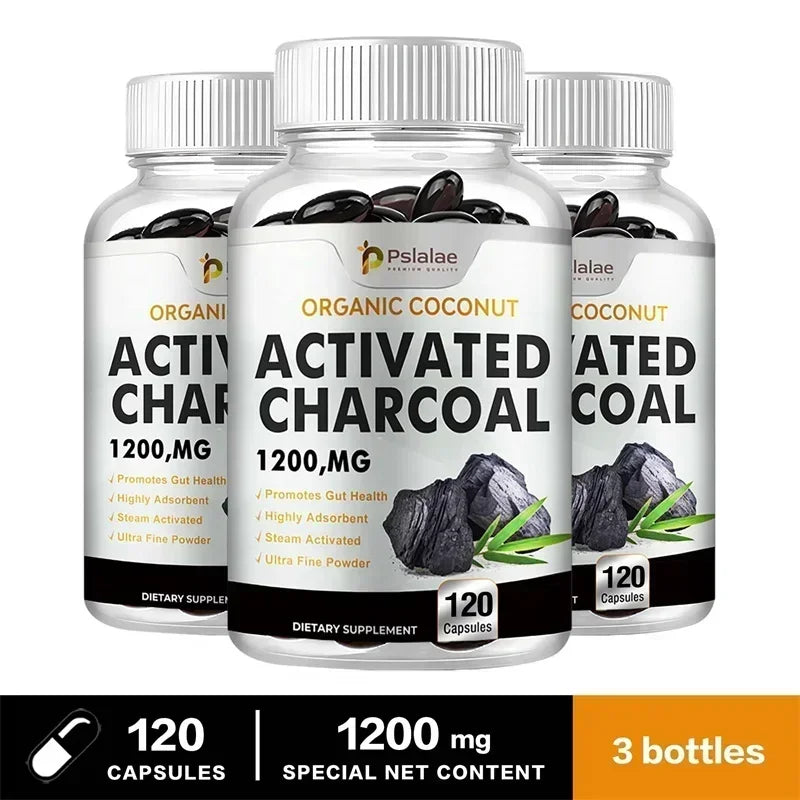 Activated Charcoal Capsules - Supports Intestinal Health, Relieves Bloating, Promotes Natural Detoxification, Improves ImmunityS