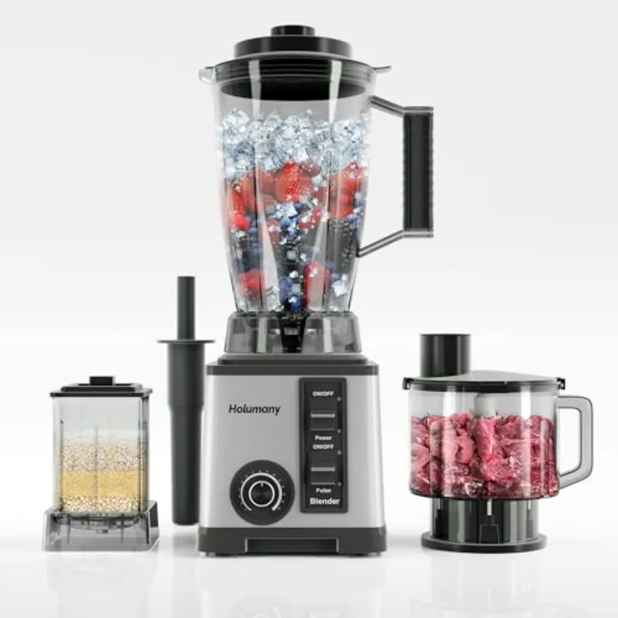 1200W Countertop Blender with 100oz Pitcher for Smoothies/Shakes Blender and Food Processor Combo in Stainless Steel with 3-Cup