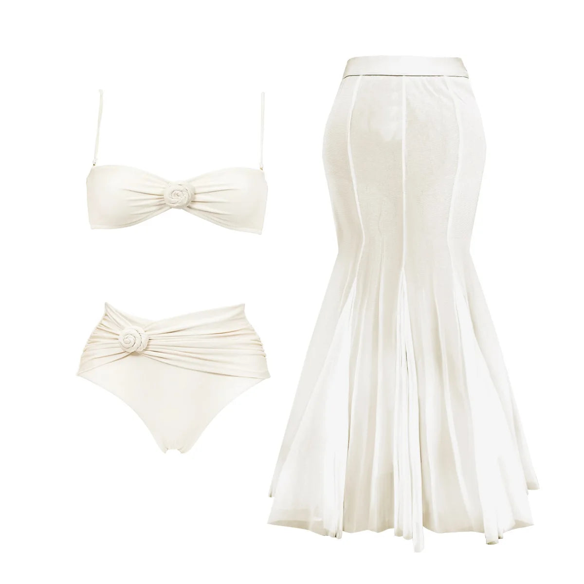 2Pc Flower Swimsuit Women Sexy Swimwear Push Up Bikini Halter Biquini Female Slimming Bathing Suit Bodysuit Beachwear Long Skirt