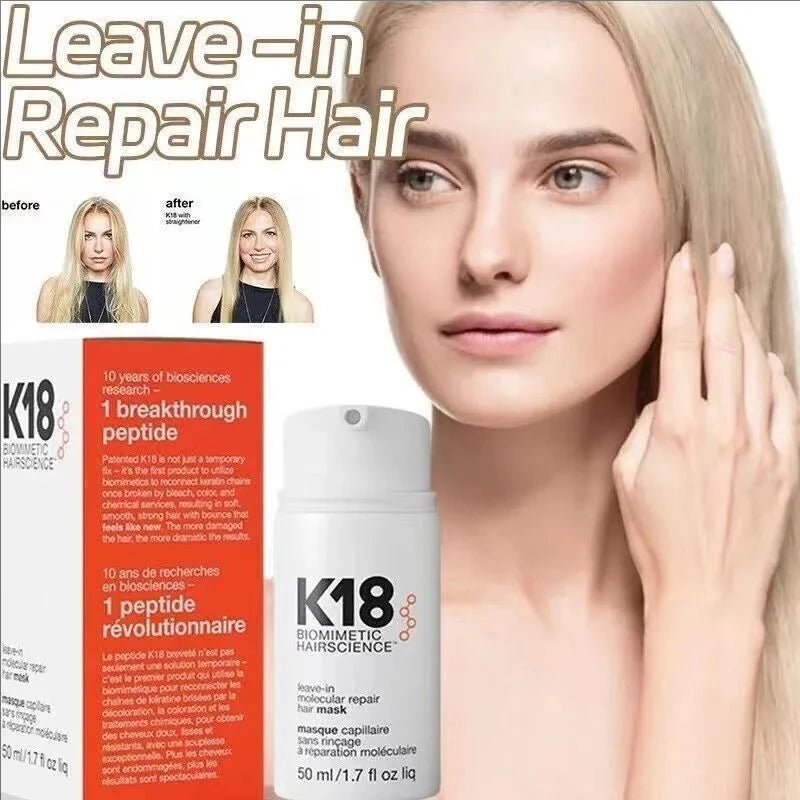 Original 50ml K18 Leave-In Molecular Repair Hair Mask Deep Conditioning Keratin Treatment Soft Hair Smoothing Healthy Hair Care