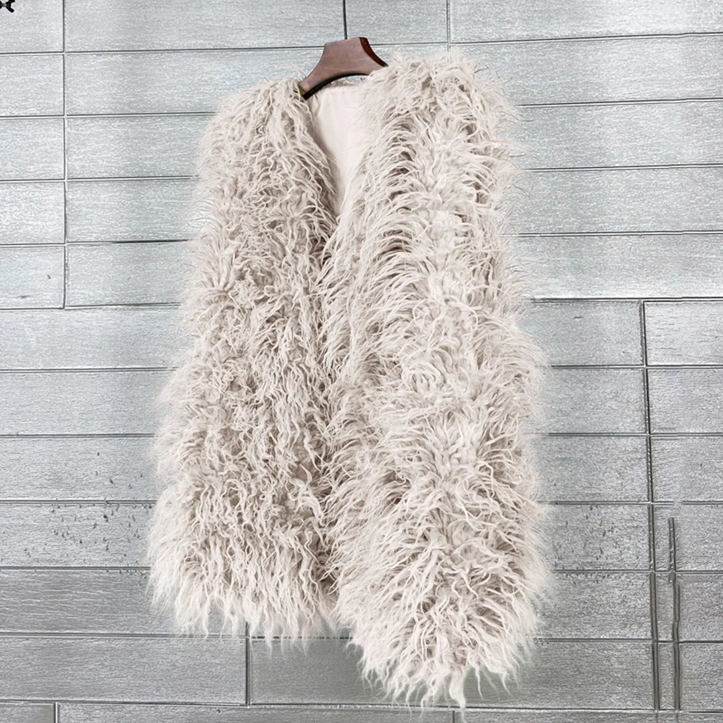 Vest Jacket Women Multicolored Faux Fur Warm Plush Coats Autumn Winter Furry Outwear Sleeveless Waistcoat Open Front Cardigan