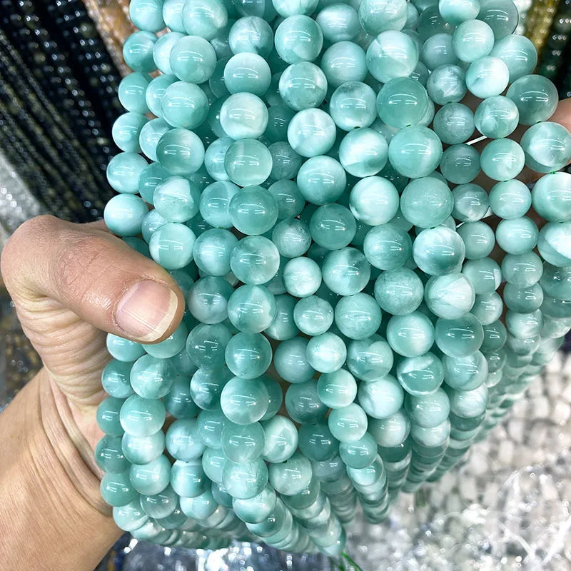 4 6 8 10 12mm Natural purple Stichtite Opal green Larimar stone Round Loose Beads For Jewelry Making DIY Bracelets Necklace 15''