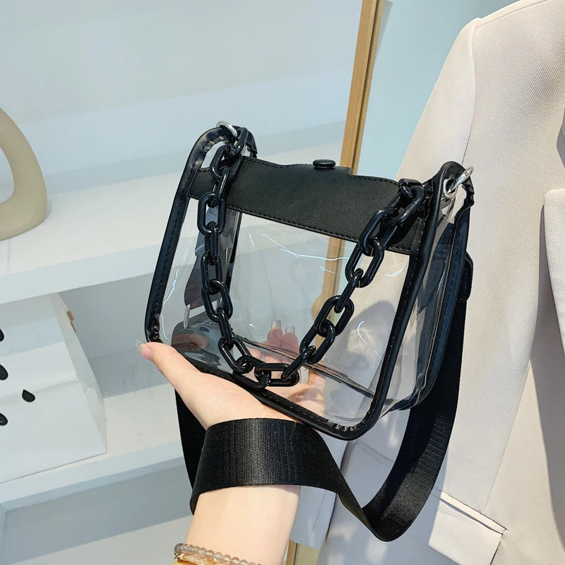 Transparent Crossbody Messenger Handbags Women PVC Cylinder Shoulder Bags Women Sling Bags