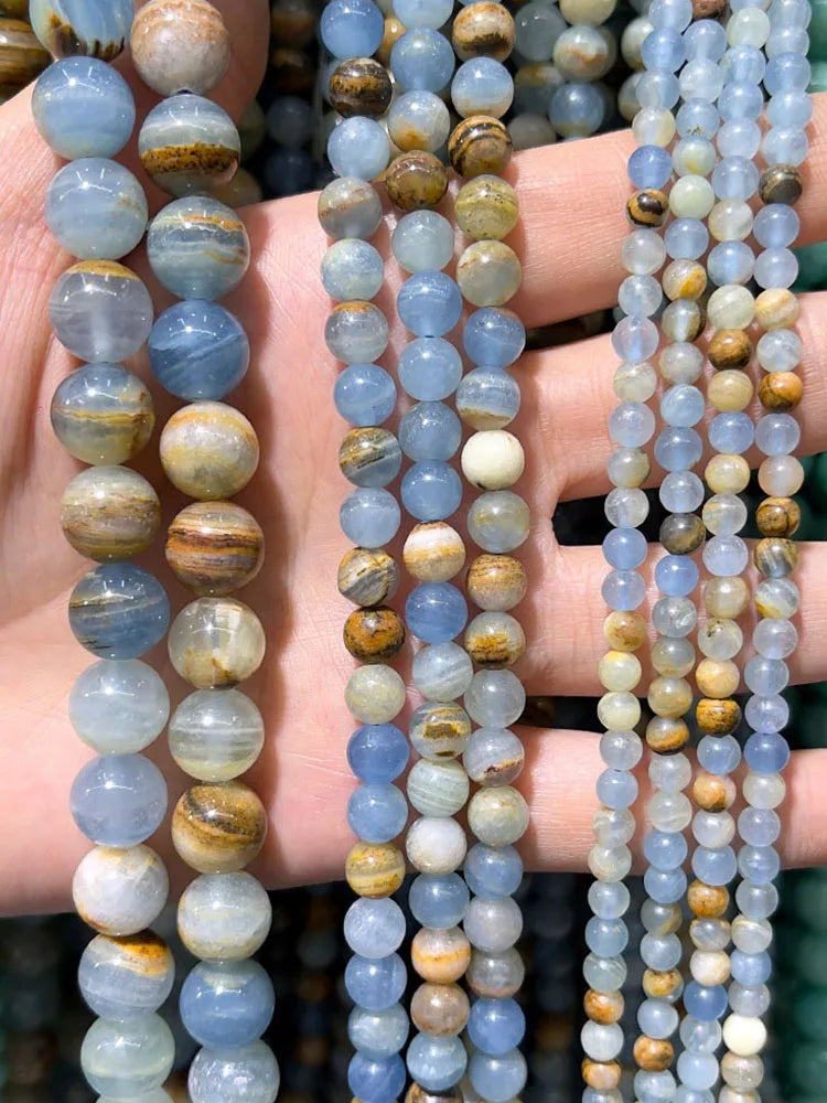 4 6 8 10 12mm Natural purple Stichtite Opal green Larimar stone Round Loose Beads For Jewelry Making DIY Bracelets Necklace 15''