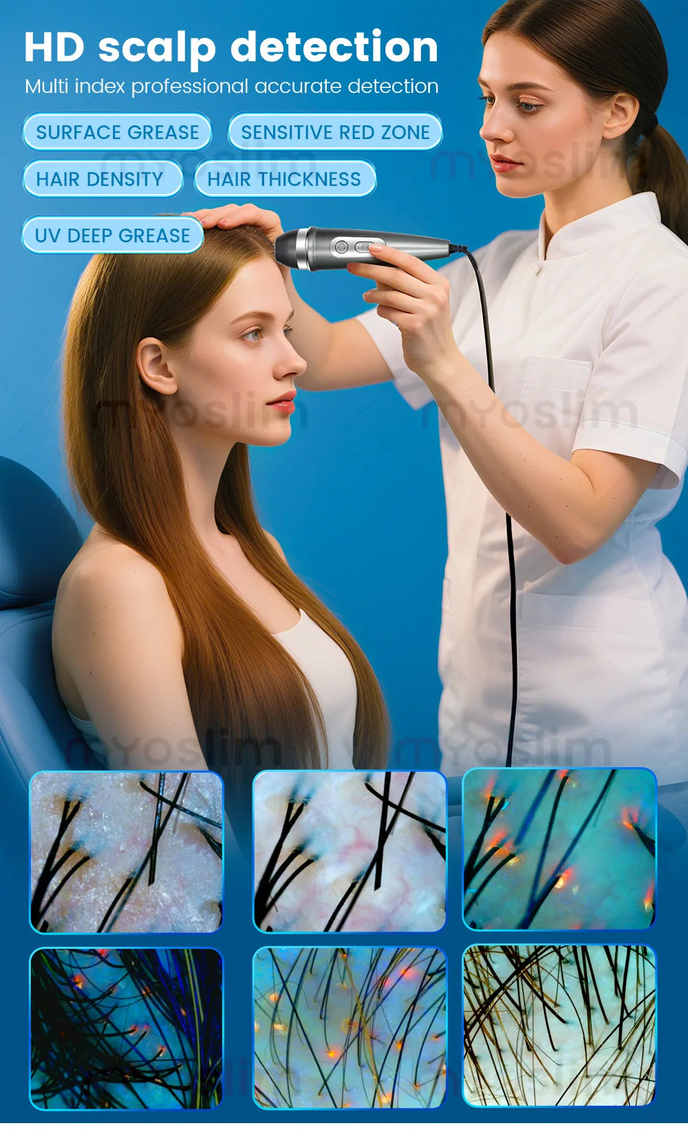 Professional 3D Facial Skin Analyzer Scanner with Dermatoscope and Face Mirror for Skin Face Diagnostics Analysis Machine.