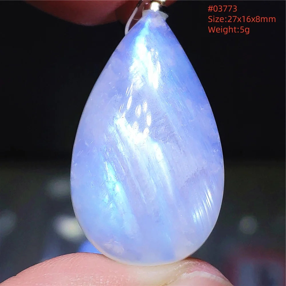 Natural Moonstone Blue Light Pendant Oval Beads Women Men Necklace 925 Silver Moonstone Pendant AAAAAA