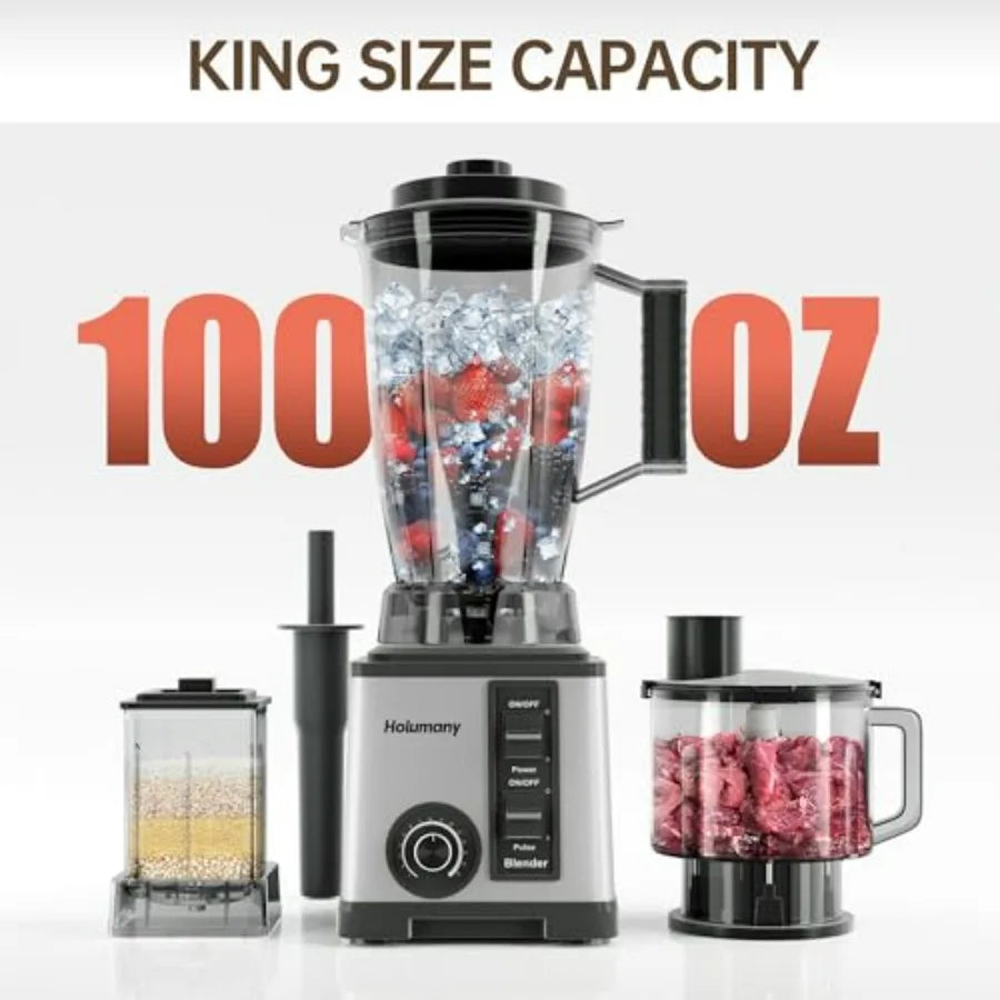 1200W Countertop Blender with 100oz Pitcher for Smoothies/Shakes Blender and Food Processor Combo in Stainless Steel with 3-Cup