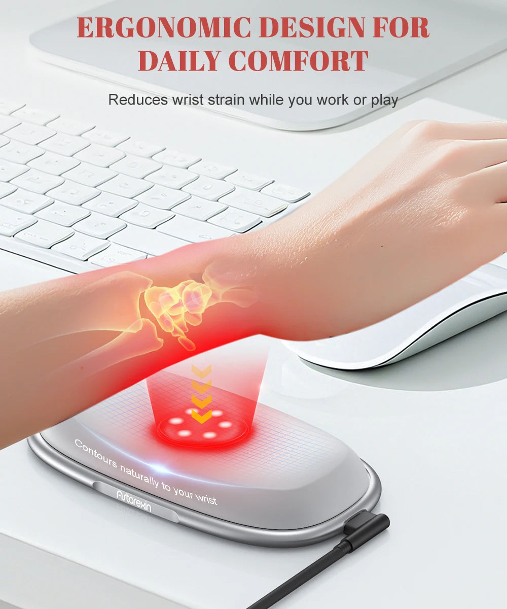 Red Light Therapy Mouse Wrist Rest - 660NM & 850NM Dual Band Infrared Light Relieve Wrist Pain For Tenosynovitis Office Workers
